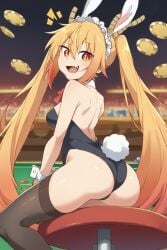 ai_generated bunny_ears bunnysuit casino chip coin female female_only horns miss_kobayashi's_dragon_maid solo tohru_(dragon_maid)