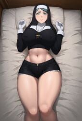 ai_generated black_clover hi_res hourglass_figure lily_aquaria lying_on_back nun nun_outfit on_bed sister_lily tagme