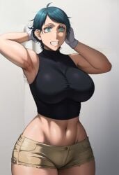 ai_generated alternate_costume black_clover hi_res hotpants hourglass_figure lily_aquaria nun sister_lily tagme tanktopy