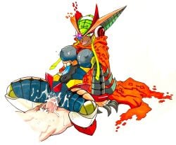 1boy 1girls android dark-skinned_female dark_skin female fembot interracial interracial_sex mighty_no._0 mighty_no._9 penis pussy ray_(mighty_no._9) raychel robot robot_girl twistedterra vaginal_penetration