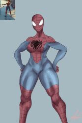 1girl aleksejsalabaev background_character background_spider-people female female_focus female_only marvel marvel_comics muscular_legs muscular_thighs sony spider-man:_across_the_spider-verse spider-woman unnamed_character woman