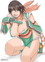 alternate_costume breasts earrings fan fatal_fury female female_only human jewelry king_of_fighters king_of_fighters_maximum_impact kunoichi large_breasts mai_shiranui mai_shiranui_(maximum_impact_alt) ninja nipples papepox2 short_hair solo