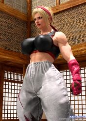 1girl 3d alternate_version_available big_breasts blue_eyes female female_only fully_clothed gi karate_gi kazkazuma lidia_sobieska namco solo standing tekken tekken_8 thick_thighs