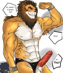 2013 abs anthro balls biceps canine cum erection feline fur hair hentist lion male male_only muscles nude pecs penis pose sex shishimaru_genjurou solo