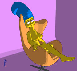 3d breasts color female female_only human indoors kee marge_simpson nipples nude sitting solo tagme the_simpsons