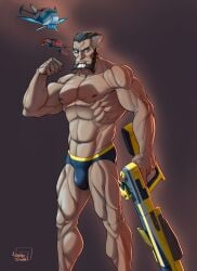 1boy abs bara beard biceps big_bulge borderlands borderlands_the_presequel bulge daddy dilf ilovefsushi love_sushi male male_nipples male_only manly mature_male muscular_male nipples pecs underwear wilhelm