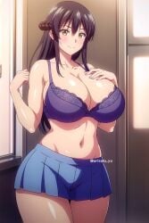 ai_generated arisato_yu big_breasts eroge_de_subete_wa_kaiketsu_dekiru! lingerie shibasaki_yuri