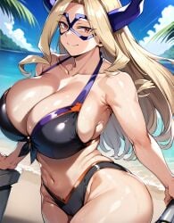 1girls ai_generated alternate_breast_size beach big_breasts bikini bostin breasts busty curvaceous curvy curvy_body curvy_female curvy_figure female huge_breasts large_breasts mount_lady my_hero_academia outdoors solo sweat sweating sweaty sweaty_body sweaty_breasts thick_thighs thighs venus_body voluptuous water yuu_takeyama