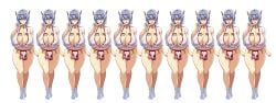 bakunyuu_party big_breasts blue_hair curvy_figure fundoshi huge_breasts loincloth pelvic_curtain rietta_(bakunyuu_party) short_hair simple_background takeda_hiromitsu thick_thighs