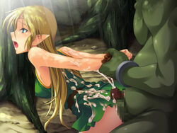 2008 censored cum cum_on_clothes deedlit ejaculation elf female goblin goblin_male mosaic_censoring outdoor_sex reason_(artist) record_of_lodoss_war sex