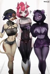 3girls abioske beanie bear_ears bear_girl belly_button_visible_through_clothing boots bra breasts_visible_through_clothing calico calico_cat calico_pattern cat_ears cat_girl cat_humanoid cat_tail catgirl chocker cropped_hoodie feline fishnet_clothing fishnet_shirt fishnet_topwear fishnets fortnite fortnite:_battle_royale fox fox_ears fox_girl fox_humanoid foxgirl full_body furry furry_ears furry_female furry_only group hanging_out headphones headphones_around_neck hood hoodie jean_shorts kimiko_(fortnite) meow_skulls_(fortnite) miniskirt mostly_clothed multicolored_body multicolored_fur multicolored_skin multiple_girls nipple_piercing nipple_piercings_under_clothes nipples_visible_through_clothing panty_straps pierced_nipples piercing piercings piercings_on_nipples pink_eyes pink_hair plaster purple_eyes purple_fur purple_skin pussy_visible_through_clothes raven_team_leader revealing_clothes see-through see-through_bra see-through_clothing see-through_dress see-through_shirt see-through_top shorts skin_tight skin_tight_clothes skin_tight_dress skin_tight_suit skintight skintight_bodysuit skintight_clothing spiked_collar talking talking_to_another thigh_strap thighs thin_waist tits_out vagina_visible_through_clothing walking white_body white_fur white_skin yellow_eyes