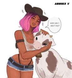 1girls abioske animal arm_strap big_breasts bovine breasts_visible_through_clothing calamity_(fortnite) cow_girl cowboy_hat cowgirl crop_top dark-skinned_female dark_skin fortnite fortnite:_battle_royale fully_clothed jean_shorts nipples_visible_through_clothing panty_straps pink_hair purple_hair revealing_clothes seductive seductive_body seductive_eyes seductive_female seductive_look seductive_mouth seductive_smile see-through see-through_clothing see-through_shirt see-through_top see_through shorts sleveeless_shirt solo solo_female solo_focus sweat sweating sweaty sweaty_body sweaty_breasts sweaty_clothes talking_to_viewer tan_body tan_skin thick_ass thick_legs thick_lips thick_penis thick_thighs thighs thin_female thin_waist transparent_clothing wet_clothes wet_clothing wet_skin