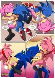 2boys 2girls amy_rose anthro ass balls bbmbbf blush breast_sucking breasts classic_amy_rose classic_and_modern_love_(comic) classic_sonic comic female male male/female mobian_(species) mobius_unleashed nipples nude palcomix penis pussy sega sex sonic_(series) sonic_the_hedgehog sonic_the_hedgehog_(series) vaginal_penetration vaginal_sex