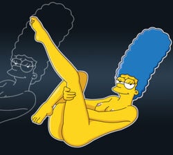 blackangel018 breasts color female female_only full_body human lying marge_simpson nipples nude on_back pervyangel raised_legs side_view solo solo_female tagme the_simpsons