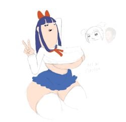 artist_name coryhen_(artist) huge_breasts nosebleed pipimi pog poggers pop_team_epic popuko school_uniform schoolgirl_uniform self_upload skirt thick_thighs thigh_highs underboob v_sign