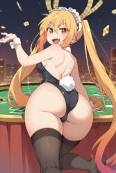 ai_generated bunny_ears bunnysuit casino coin female female_only horns miss_kobayashi's_dragon_maid solo tohru_(dragon_maid)