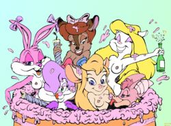 animaniacs anthro babs_bunny bonkers chip_'n_dale_rescue_rangers deer disney fawn_deer feline female female_only fifi_la_fume foxglove fur furry gadget_hackwrench mammal minerva_mink mink mouse multiple_females nipples pink_fur rabbit rodent tiny_toon_adventures uncensored