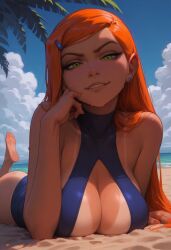 ai_assisted ai_generated beach ben_10 cartoon_network gwen_tennyson sadtomato sunbathing swimsuit