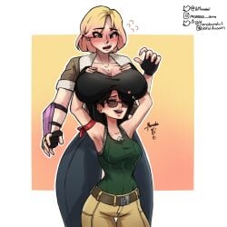 2girls abioske arm_strap armored_gloves armpits arms_up belt big_ass big_breasts big_butt big_thighs blush blushing_at_another blushing_at_partner blushing_female boob_grab breast_awe breast_grab breast_on_head breast_worship breasts breasts_bigger_than_head fortnite fortnite:_battle_royale fortnite:_save_the_world fully_clothed grope groping groping_breast groping_breasts larger_female multiple_girls pants penny_(fortnite) ramirez_(fortnite) shorter_female sleveeless_shirt smaller_female sunglasses tall_female taller_female taller_girl thick thick_ass thick_hips thick_legs thick_thighs thighs thin_waist tinted_eyewear wanting_sex yuri