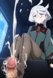 footjob gundam_suisei_no_majo milking miorine_rembran pantyhose smile white_hair