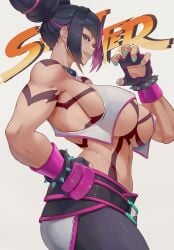 1girls black_hair breasts capcom female hi_res juri_han large_breasts lesottart light-skinned_female light_skin naughty_face street_fighter street_fighter_6 underboob