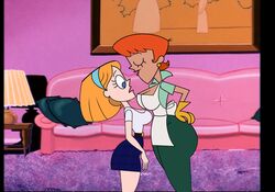 2girls cartoon_network dexter's_laboratory dexter's_mom female female_only human lisa_the_babysitter multiple_girls red_hair toontinkerer