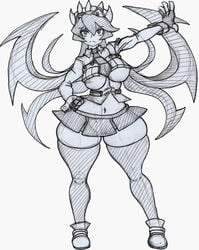 1girls big_breasts big_thighs black_and_white chivox00 female female_only filia_(skullgirls) front_view gloves monochrome navel samson_(skullgirls) sketch skullgirls solo solo_focus stockings tagme thick_thighs thighhighs video_games voluptuous wide_hips