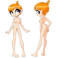 1girls 2021 ass breasts feet hi_res jude_(thousandarms) long_hair long_legs nipples nude orange_eyes orange_hair original pose pussy short_hair sideboob thousandarms transparent_background vagina