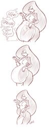 big_belly breasts cownugget digestion digestion_noises disney female gloves kim_possible latex_suit long_hair looking_at_viewer monochrome rough_sketch shego signature sketch tagme thick_thighs vore wide_hips