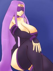 alternate_breast_size big_breasts blindfold cleavage fate/grand_order fate/stay_night fate_(series) huge_breasts igdel medusa medusa_(fate) thick_thighs thighs