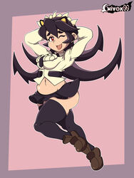 1girls black_hair chivox00 female filia_(skullgirls) midriff navel samson_(skullgirls) skullgirls tagme thick_thighs thighhighs wide_hips