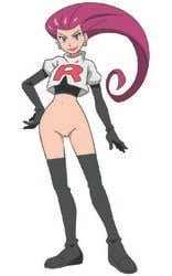 1girls bottomless female female_only human human_only jessie_(pokemon) no_panties nude_female pokemon pussy rocket solo solo_female tagme team_rocket