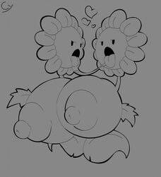 areolae ball_with_hyper_features big_breasts breasts cleavage conjoined cyanu female female_focus female_only greyscale heart hyper_breasts kissing large_breasts leaves lesbian lustful_gaze nipples nude plant plants_vs_zombies popcap_games saliva saliva_trail selfcest sunflower_(pvz) tongue twin_sunflower_(pvz) yuri