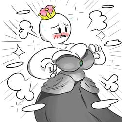 1girls 2018 anthro black_and_white blush bowsette_(cosplay) cleavage dress gender_transformation mario_(series) mob_face new_super_mario_bros._u_deluxe sketchyboi08 sketchyboi_(sketchyboi08) super_crown