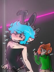 boyfriend_(friday_night_funkin) bunny_boy bunny_ears bunnyboy bunnysuit friday_night_funkin heart-shaped_pupils male_only pico's_school pico_(newgrounds) playboy_bunny pole vibrator_in_ass vibrator_under_clothes yaoi