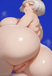 1girl ai_generated alternate_version_at_source ass_focus back_view big_ass big_breasts big_butt big_hips child_bearing_hips elizabeth_(persona) hips_wider_than_shoulders huge_ass huge_breasts hypet nude persona persona_3 persona_3_reload shiny shiny_skin short_hair steam steaming_body tagme thick thick_ass thick_hips thick_legs thick_thighs thighs video_game_character video_games white_hair wide_hips yellow_eyes