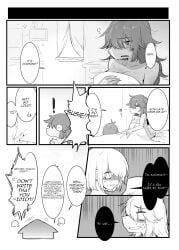 after_sex bed bedroom deltarune dialogue dialogue_bubble digital_media_(artwork) doujinshi doujinshi_page english_text house kris_(deltarune) late morning_wood page_24 ss_komu susie_(deltarune) translated waking_up
