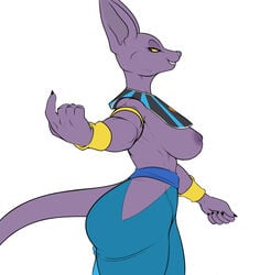 1girls 2020 2020s 5_fingers anthro areola areolae ass beckoning beerus black_eyes bracelet bracelets breasts butt claws clothing crossgender danonymous domestic_cat dragon_ball dragon_ball_super felid feline felis female female_focus female_only fingers genderswap genderswap_(mtf) gesture gold_bracelet gold_bracelets hairless hairless_cat hi_res looking_at_viewer mammal mtf_crossgender nipples purple_body purple_skin rule63 rule_63 simple_background smile solo sphynx_(cat) tail white_background yellow_sclera