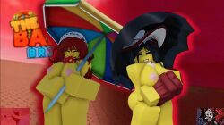 2girls 3d 3d_(artwork) areolae arrymix ass breasts first_porn_of_character nipples nude parasol parasol_battler_(the_battle_bricks) reference_image roblox roblox_game robloxian self_upload tagme the_battle_bricks thighs umbrella umbrella_battler_(the_battle_bricks)