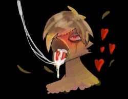 after_deep_throat after_fellatio after_oral after_orgasm after_sex ahe_gao anthro avian beak beak_fetish bird bird_at_night black_background blush blush_lines blushing_profusely bodily_fluids brown_hair bust_portrait cum cum_drip cum_in_mouth cum_inside cum_string dripping feathers female genital_fluids hair heart_symbol hearts_around_head hi_res humanoid looking_pleasured makeup male male/female mascara messy open_beak open_mouth portrait running_makeup simple_background solo tears tears_of_pleasure tongue yellow_body yellow_feathers