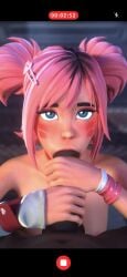 3d 65amazing252 blowjob blue_eyes both_hands_on_cock esme_(fortnite) female fortnite heart-shaped_pupils looking_at_viewer male nude_female oral_sex penis penis_in_mouth pink_hair recording_on_phone self_upload twintails