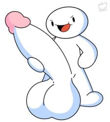 balls cyanu hat holding_penis hyper hyper_balls hyper_penis large_balls large_penis male male_focus male_only naked nude nude_male open_mouth penis theodd1sout transparent_background white_skin youtube youtuber