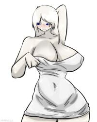 1girl 1girls 2020s 2026 after_shower arm_up armpits artist_name aurora_(yunariee) belly_button big_breasts big_cleavage blue_eyes blue_pupils blush body boobs_bigger_than_head breasts cleavage collarbone covered_body covered_breasts covering creature curves dough elbows eyes eyes_visible_through_hair female female_creature female_focus female_humanoid female_only focus hair hair_down hips holding_towel hot_body huge_cleavage human humanoid long long_hair nipple_bulge oc original peeking_nipple post_shower sexy sexy_body sexy_female shaded shoulders shower stomach tagme thick_hips thick_thighs thighs towel towel_around_body towel_around_waist towel_only tummy twitter voluptuous_body voluptuous_female voluptuous_humanoid waist watermark wet white_background white_body white_female white_hair white_skin white_woman woman yunariee