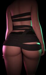 1girls ass ass_focus bandages bandages_only big_ass black_background daz_studio simple_background solo solo_focus