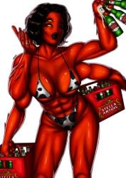 1girls 4_arms abs australian beer ben_10 big_breasts bikini black_hair black_lipstick blowing_kiss bottles boxes bubble_butt cartoon_network cow_bikini cowprint engagement_ring female gingiensfw glowing_eyes happy korrax large_ass looking_at_viewer married married_woman massive_breasts milf muscular muscular_female no_background no_nose original_character razanul red_skin shiny_hair shiny_skin short_hair smile smiling smiling_at_viewer solo_female spikes tetramand thick_thighs tomboy wedding_ring winking_at_viewer yellow_eyes