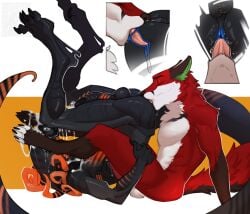 1cassius1 2025 after_orgasm alien alien_(franchise) anal anthro anus ass_up balls black_body black_ears black_nose blue_anus bodily_fluids canid canine closed_eyes colored countershading cum cum_on_chest cum_on_face cum_on_feet cum_on_own_chest cum_on_own_face cum_on_self digital_drawing_(artwork) digital_media_(artwork) duo feet fox fur genital_fluids genitals gloves_(marking) green_inner_ear hi_res leaking_precum legs_up male male/male male_rimming_male mammal markings nude oral penis pink_tongue precum red_body red_fur red_stripes rimming sex sitting sitting_on_ground size_difference striped_genitalia striped_penis stripes tail tongue varzek_(character) victor_johansen white_balls white_body white_countershading xenomorph