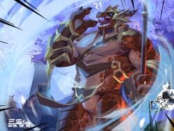 4:3 animal_genitalia anthro armor blizzard_entertainment clothed clothing dracthyr dragon european_mythology fansl genital_slit genitals hi_res horn male muscular muscular_anthro muscular_male mythological_creature mythological_scalie mythology partially_clothed scales scalie tagme warcraft western_dragon world_of_warcraft