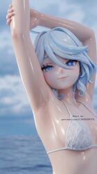 1girls 3d 3d_(artwork) 3d_model 3d_render ai_generated armpit armpit_fetish armpits bikini blue_bra blue_eyes blue_hair breasts cinderpits detailed detailed_background female focalors_(genshin_impact) furina_(genshin_impact) genshin_impact lingerie oiled oiled_body oiled_skin petite petite_body petite_female realistic realistic_textures self_upload slim_waist small_breasts smug smug_face solo solo_female solo_focus sweat sweatdrop sweating sweaty sweaty_armpits sweaty_body sweaty_breasts tight_clothing tight_fit white_body white_skin