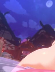 1girls 3d areolae belly_button breasts female female_masturbation female_only fingering fingering_self genshin_impact hot_spring hoyoverse kirigame_(kirigame_5) light-skinned_female light_skin masturbation medium_breasts mihoyo moaning night nipples onsen outdoors solo sound tagme tail vertical_video video voice_acted water yumemizuki_mizuki