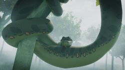 16:9 3d_(artwork) ambiguous_gender anaconda anthro blender_(artwork) boa_(snake) boinae coiling coiling_around_body digital_media_(artwork) dominant duo feral hi_res male reptile scalie sergal size_difference slice_(thelastslice) snake swallowing thelastslice vore widescreen